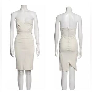 Zac Posen Cream Sheath Midi Dress Halter Sleeveless